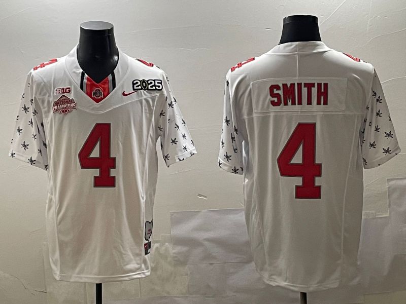 Men Ohio State Buckeyes #4 Smith White Three generations Nike 2025 NCAA Jersey->ncaa teams->NCAA Jersey